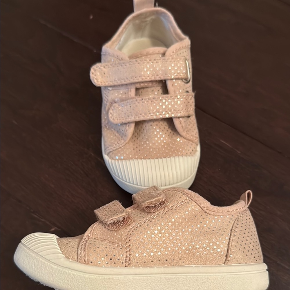 Cat & Jack Baby Girls Pink and White Velcro Sneakers with Breathable Design